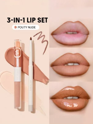 Sheglam Soft 90's Glam 3 in 1 Lip Liner And Lip Duo Pouty Nude
