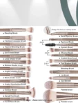 Professional Makeup Brush Set 20 Pieces Champagne