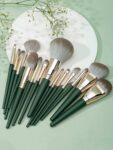 Shein 14pcs mulynsie Makeup Brush Set dark green