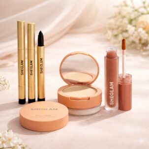 SHEGLAM Bold Moves Kohl Cream Eyeliner Pencil + Sheglam Soft Haze Lip Blur Liquid+SHEGLAM INSTA-READY FACE POWDER DUO 2*1